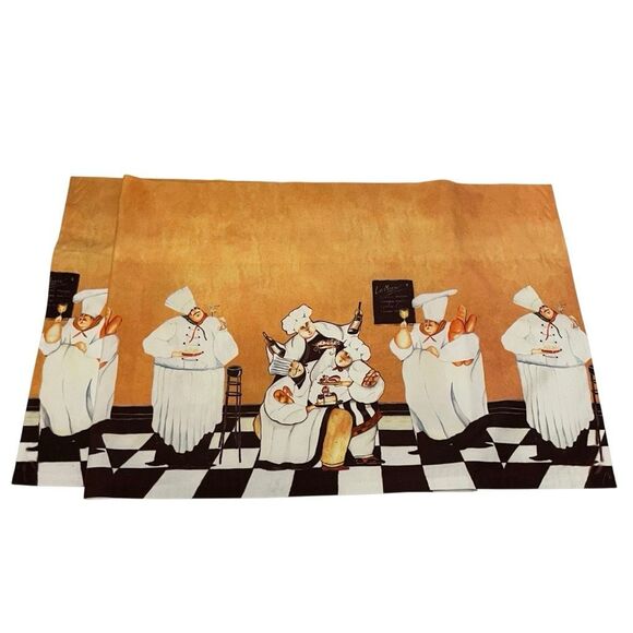 Pair of Fat Chef Cafe Curtains French Cafe - Picture 1 of 9